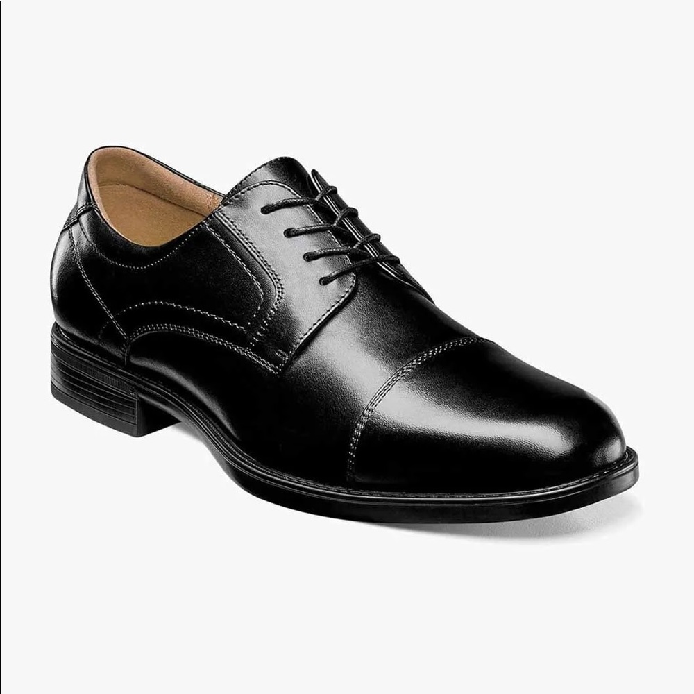 Florsheim Black Leather Cap-Toe Derby